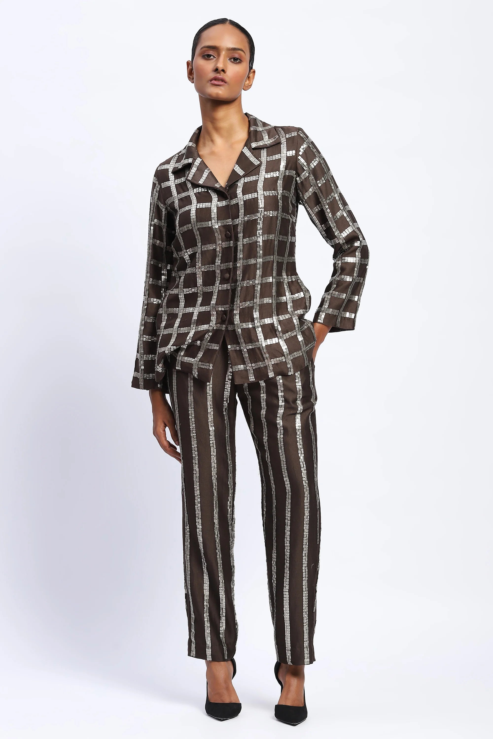 Sequin Windowpane Jacket