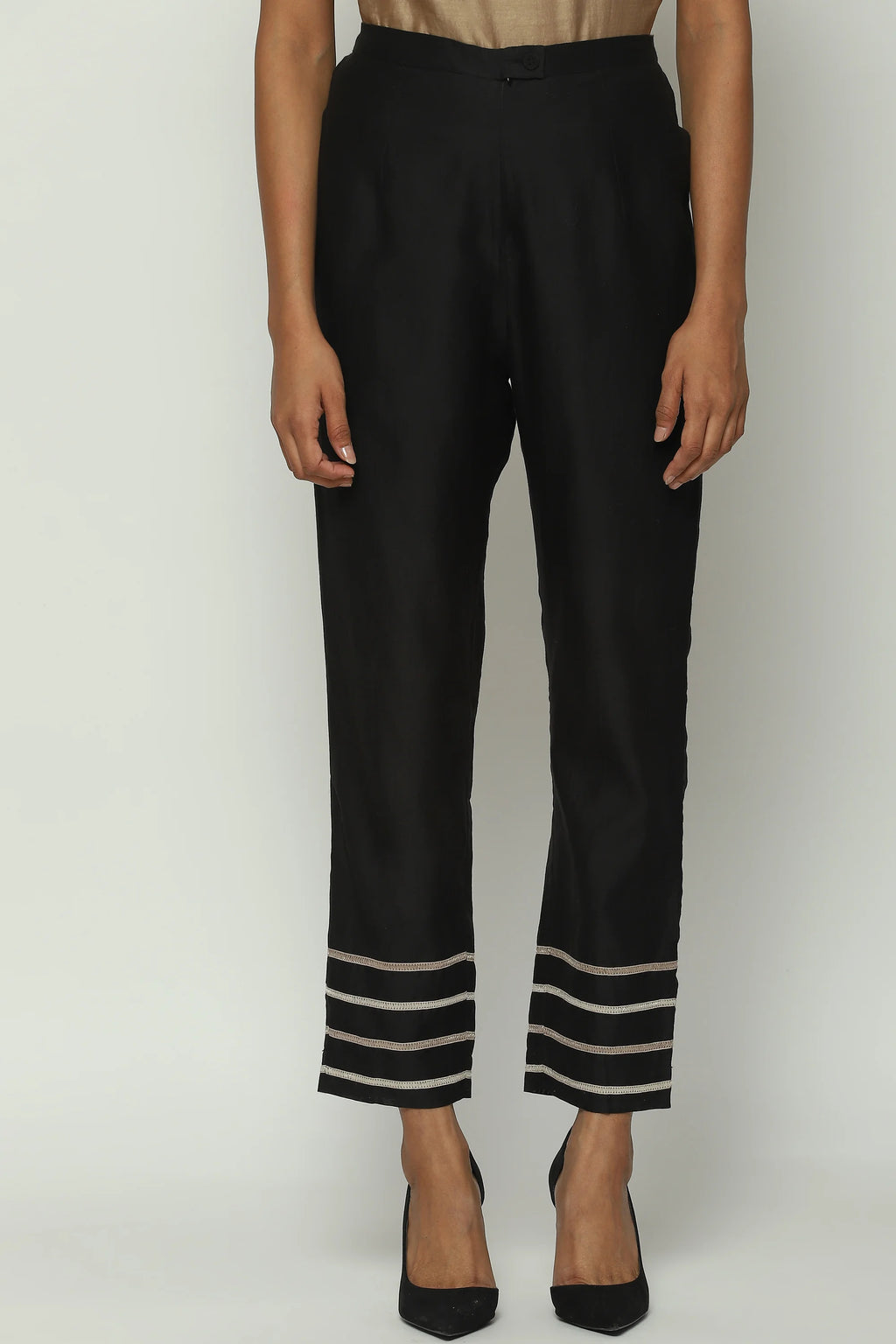Tonal Lace Trim Trouser