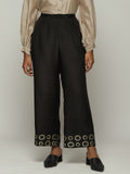 Circle Print &  Beads - Sequins Straight Pant