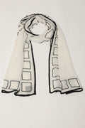 Geometric Square Embroidery Scarf