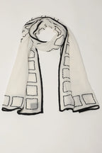 Geometric Square Embroidery Scarf