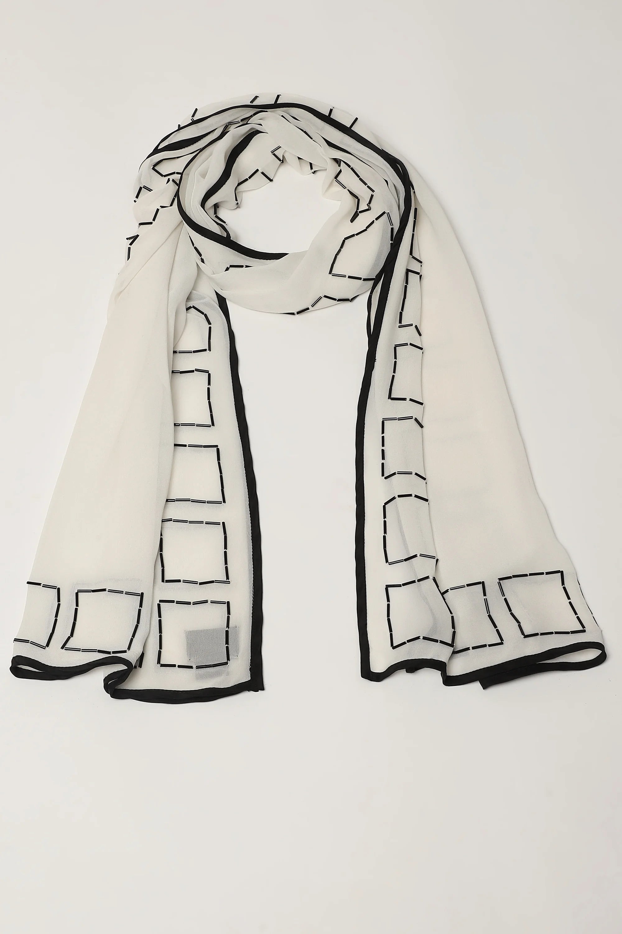 Geometric Square Embroidery Scarf