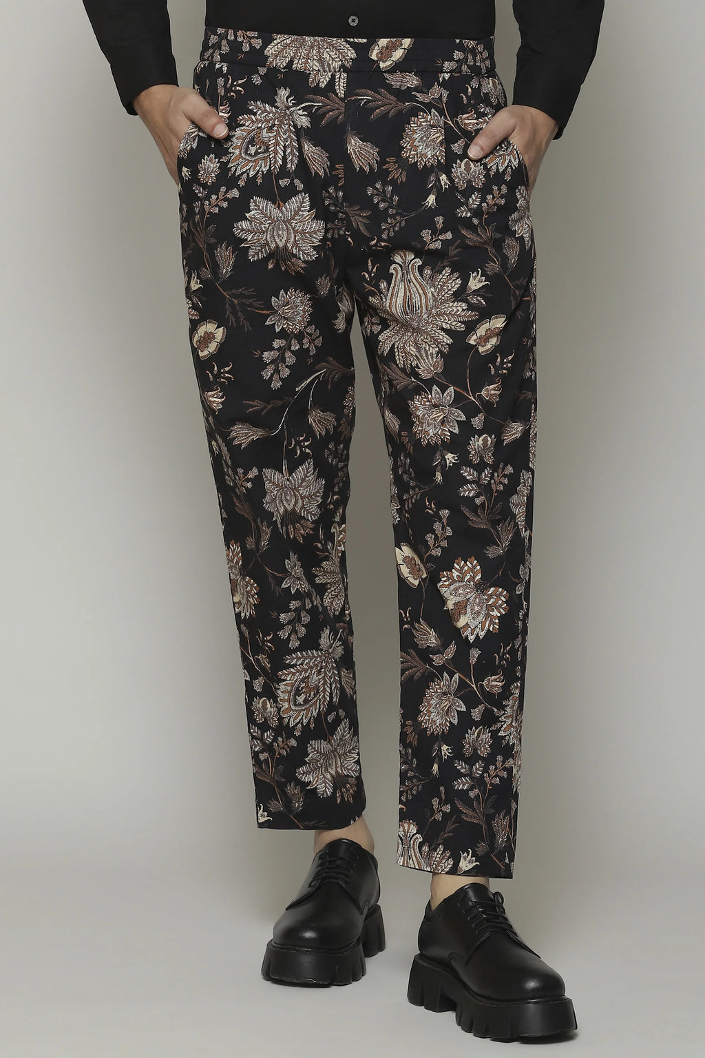 Chintz Print Cottonpoplin Trouser Black
