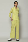 Patchwork Embroidered Cambric Shirt Lime