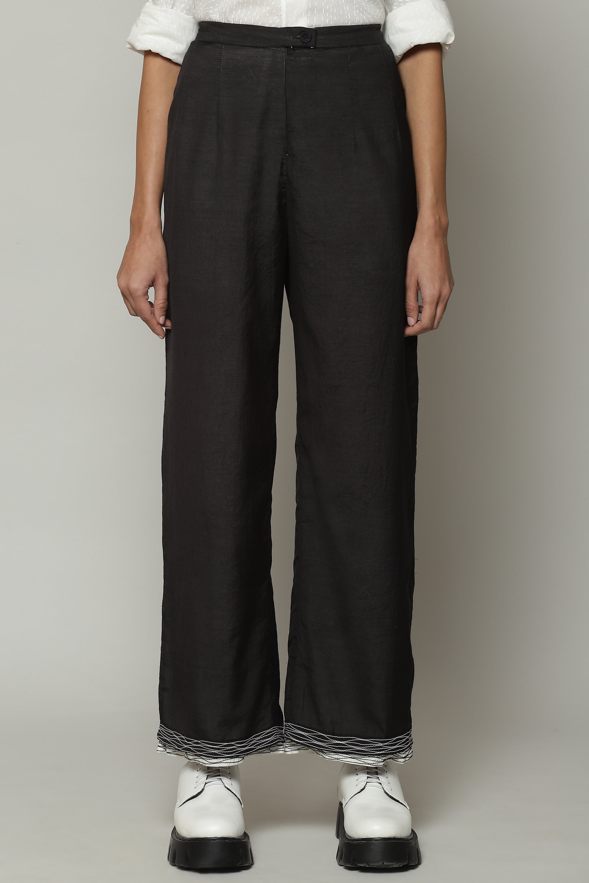 Double Sheer Luxe Voile Pant Black