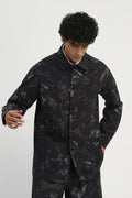News Print Shirt Jacket