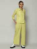 Patchwork Embroidered Cambric Shirt Lime