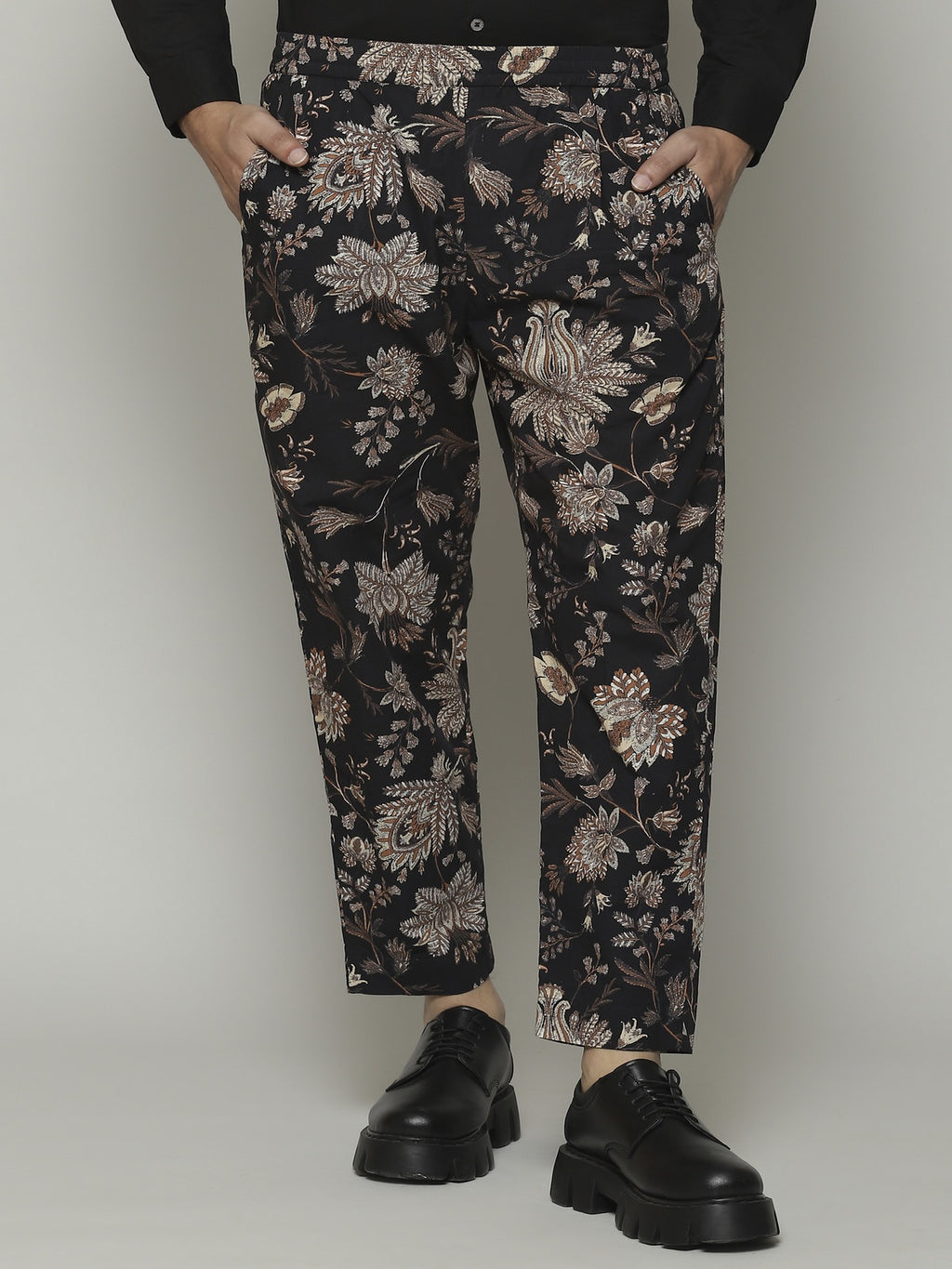 Chintz Print Cottonpoplin Trouser Black