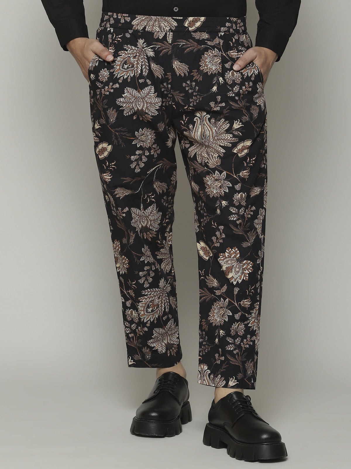 Chintz Print Cottonpoplin Trouser Black