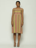Green Multicolour Woven Stripes Dress