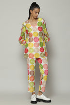 Chrysantheum Print Silk Cotton Dress Multicolour