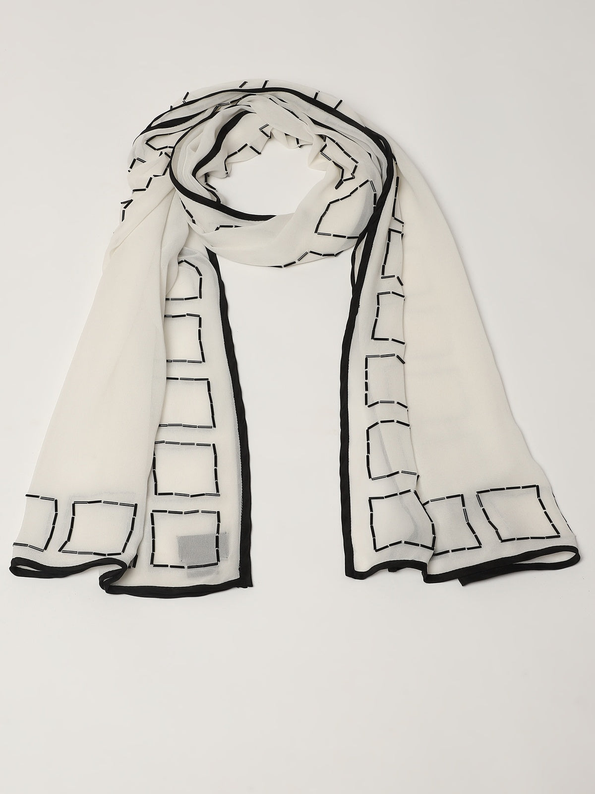 Geometric Square Embroidery Scarf