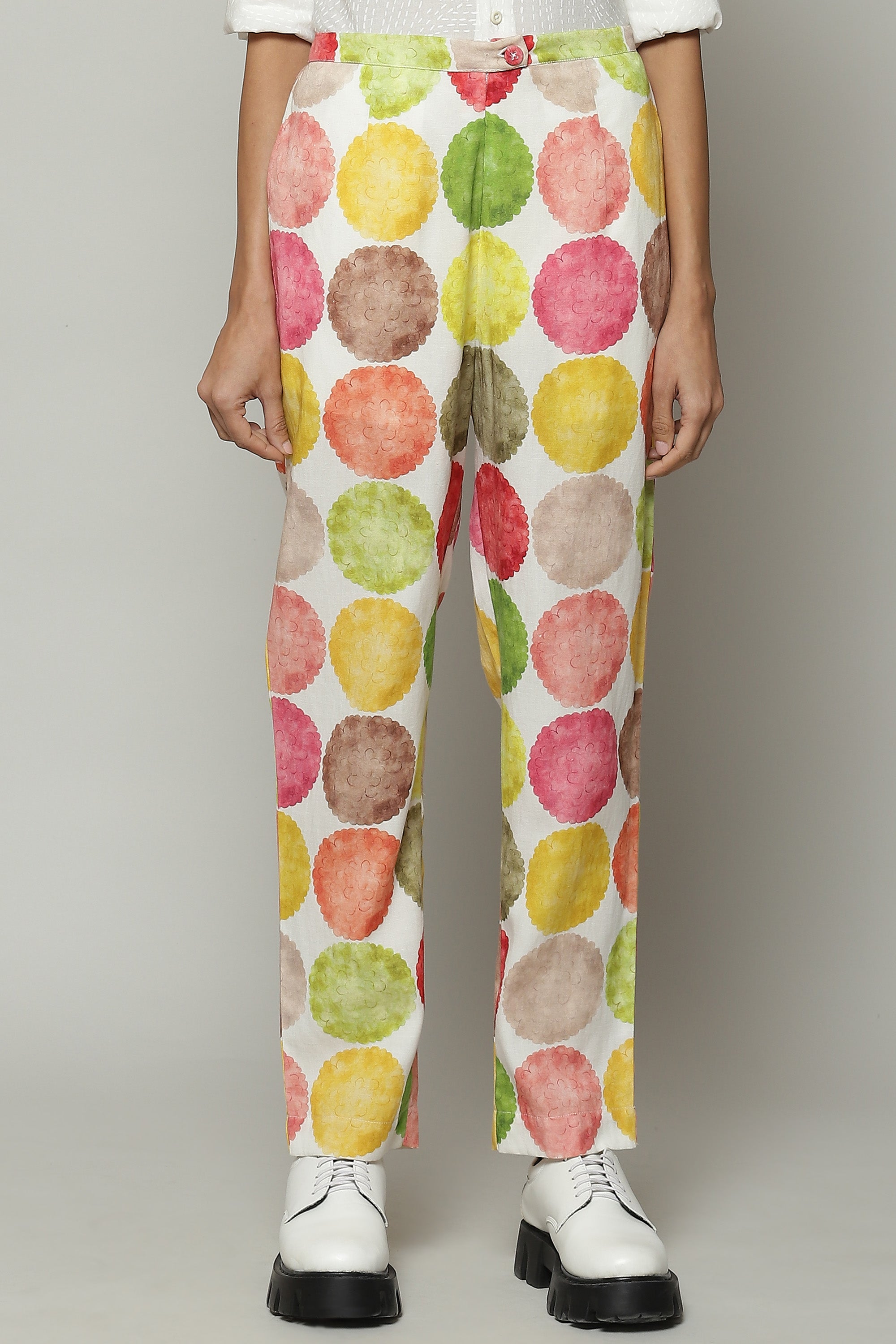 Chrysantheum Print Tencel X Flax Pant Multicolour