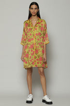 Kenzo Print Silk X Cotton Tunic Lime-Pink