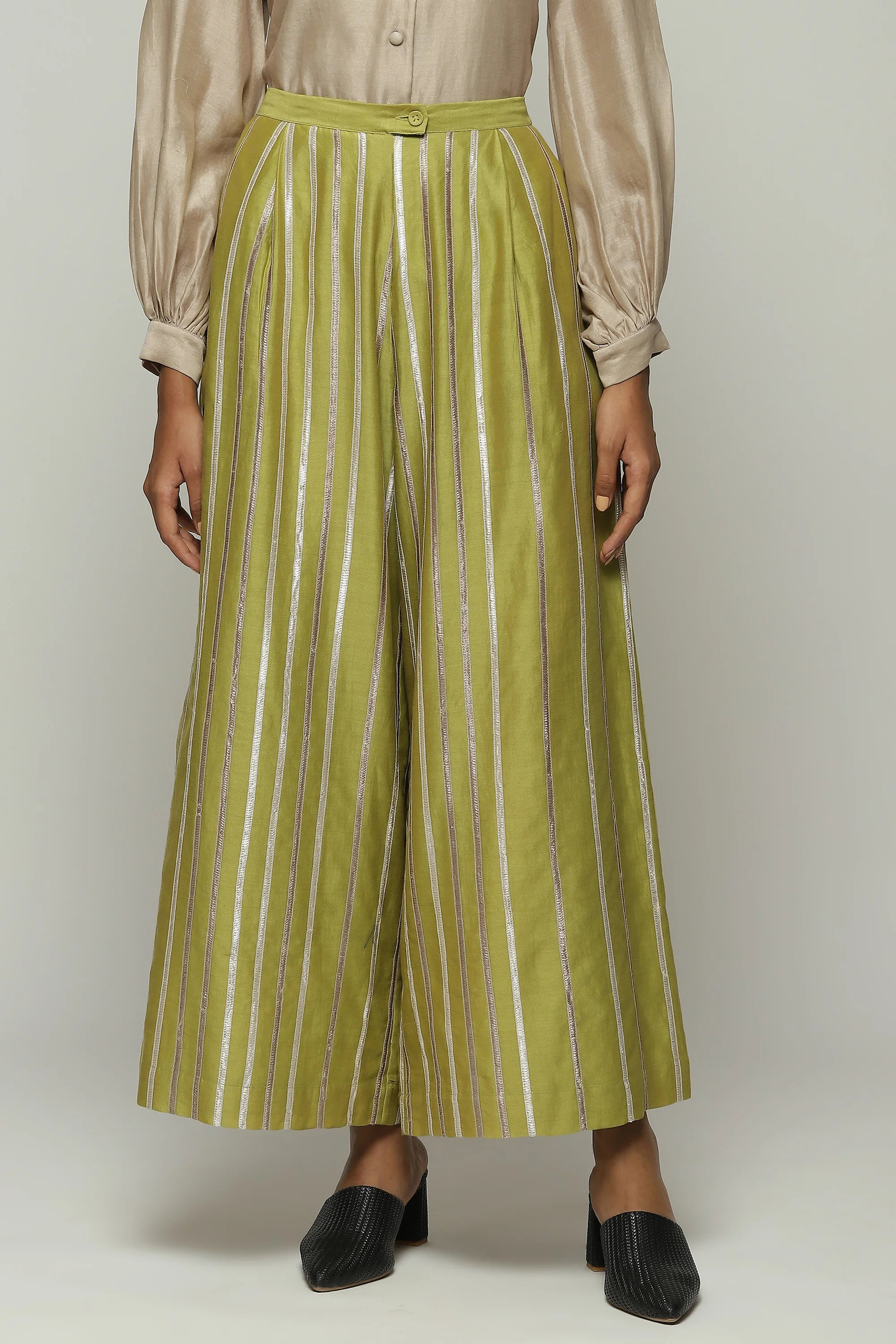 Tonal Lace Trim Trouser