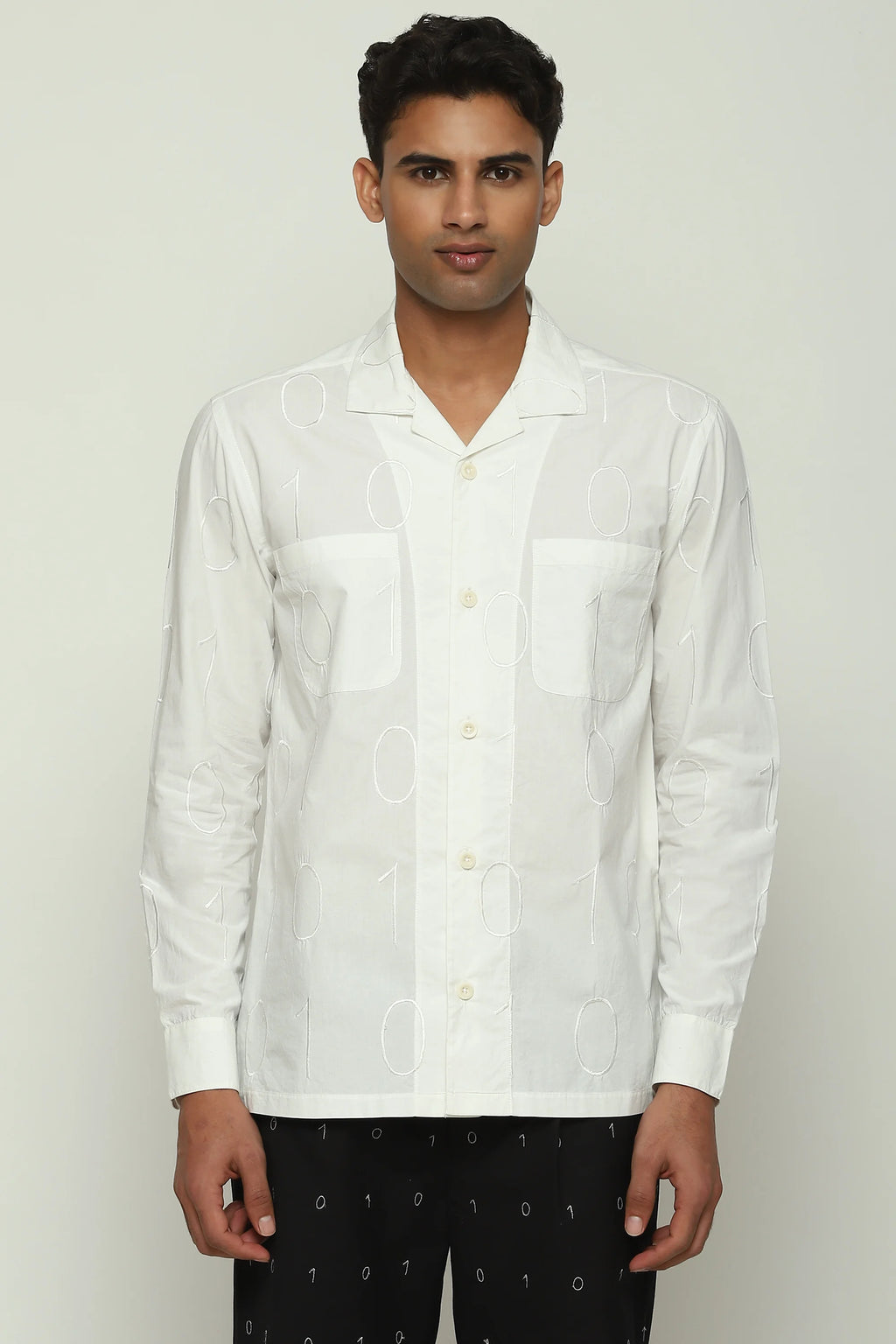 Tonal Ebroidered Code Shirt