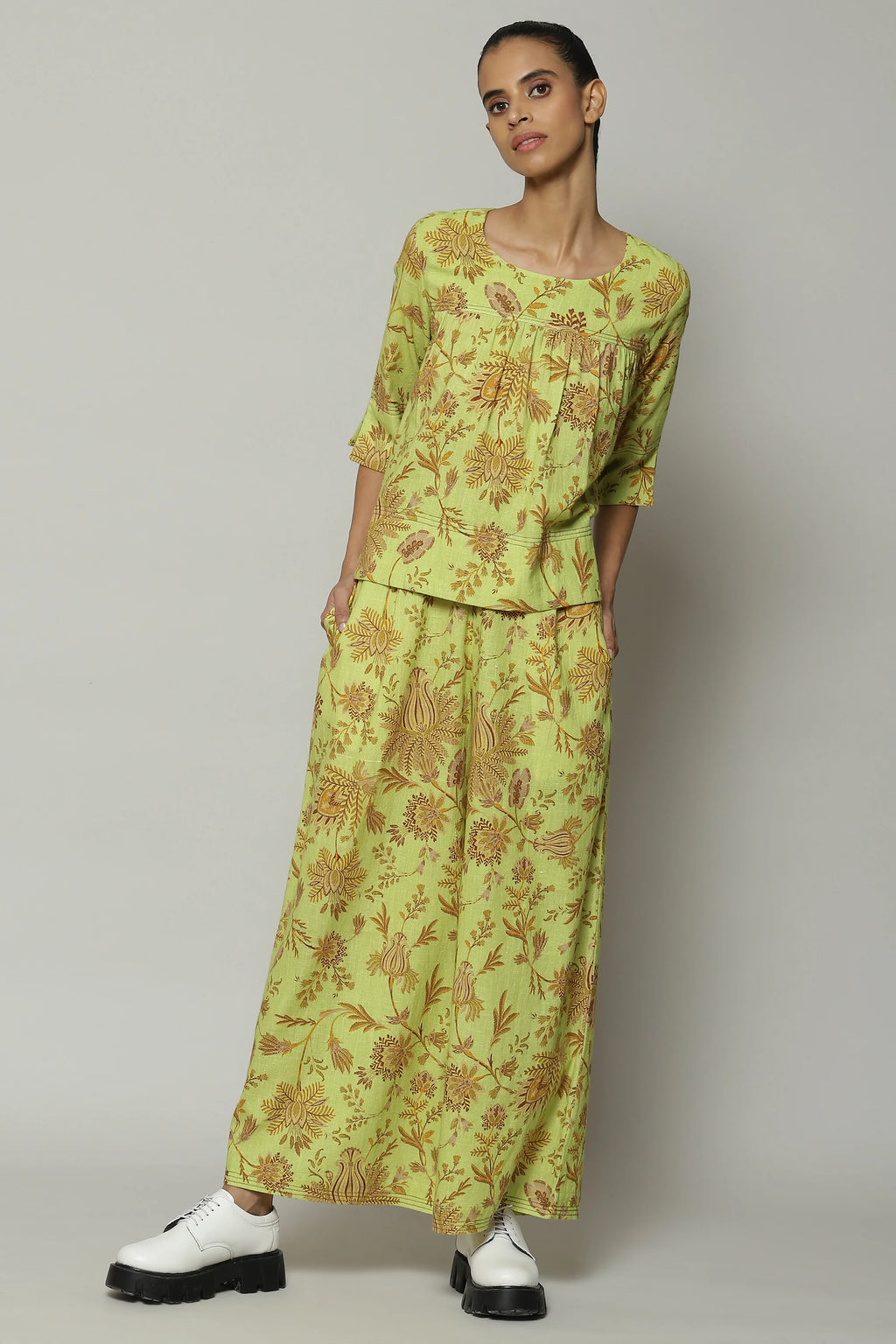 Chintz Print Handspun Handwoven Cotton Top Citrus