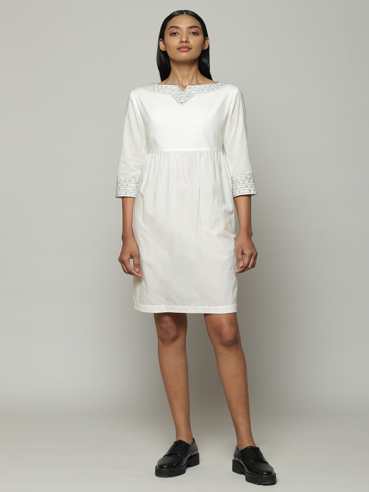 Mother Of Pearl Embroidered Cambric Tunic Ivory