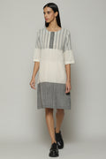 Turned Weft Handwoven Cotton Kurta Ivory-Grey