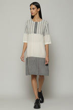 Turned Weft Handwoven Cotton Kurta Ivory-Grey