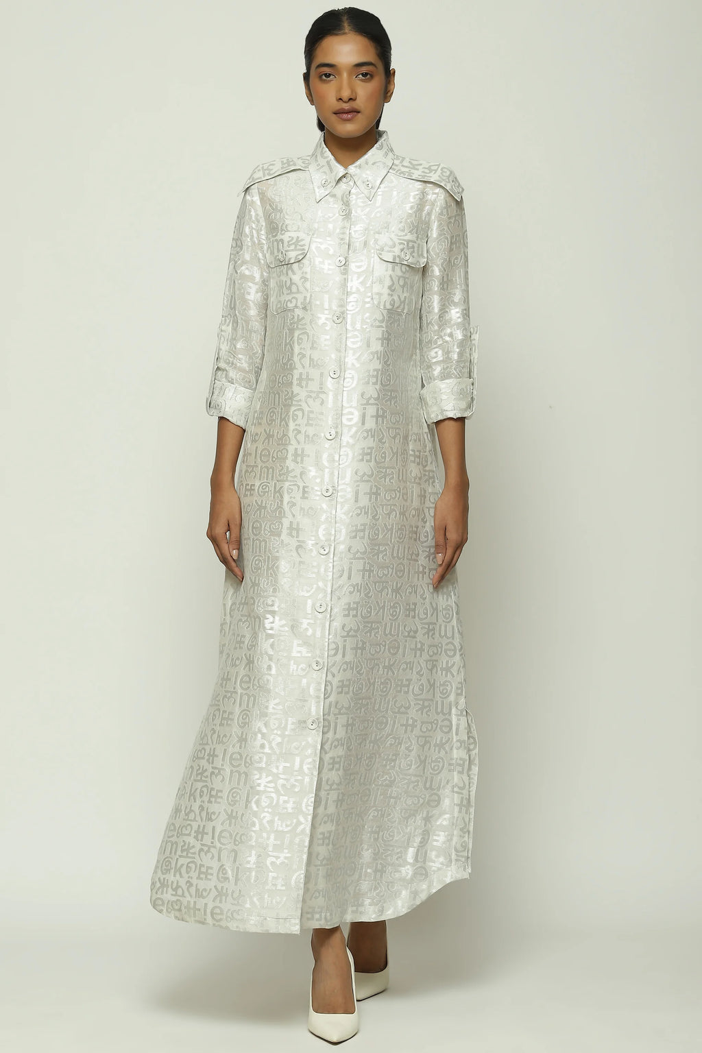 Calligraphy Cutwork Zari Shirt