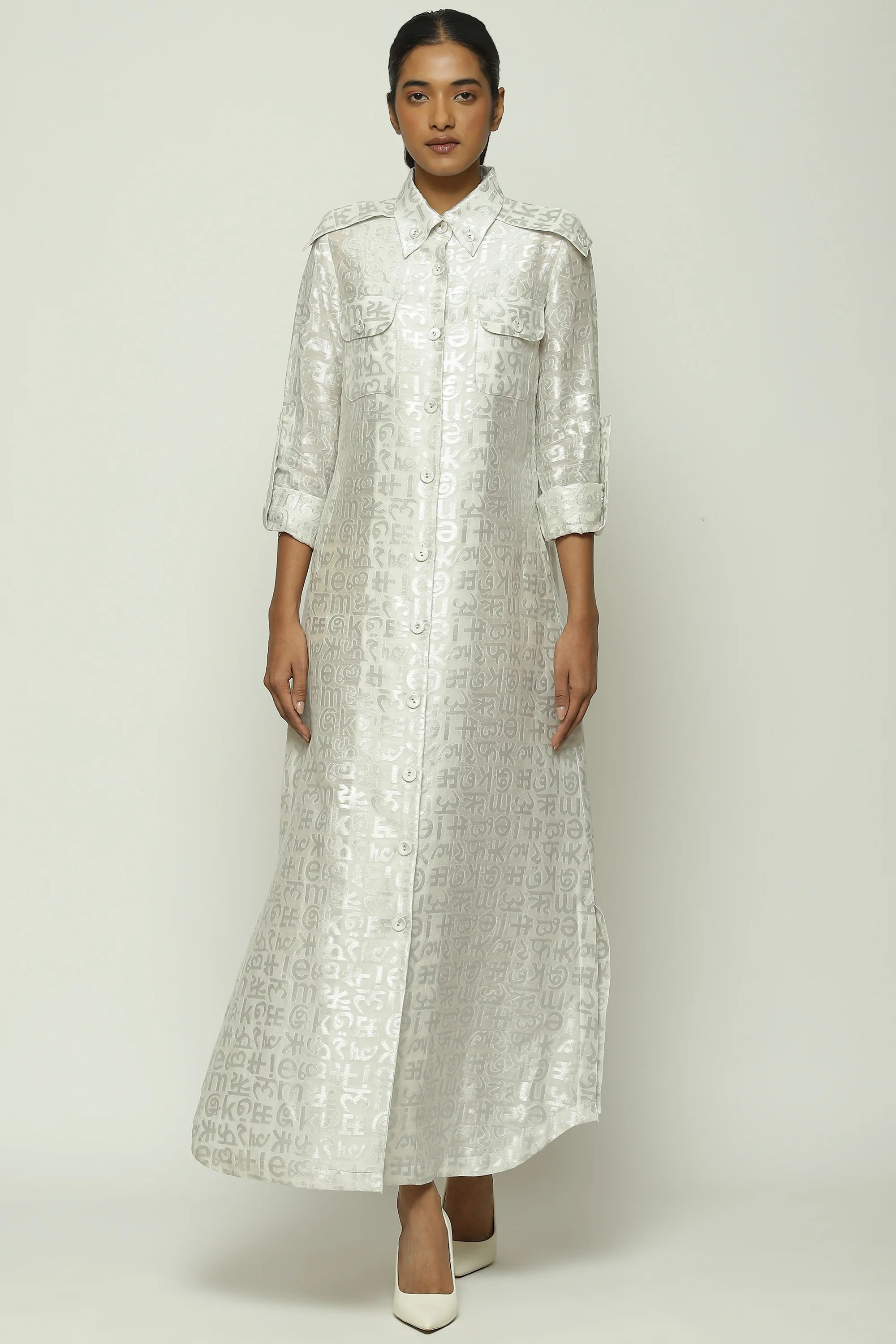 Calligraphy Cutwork Zari Shirt