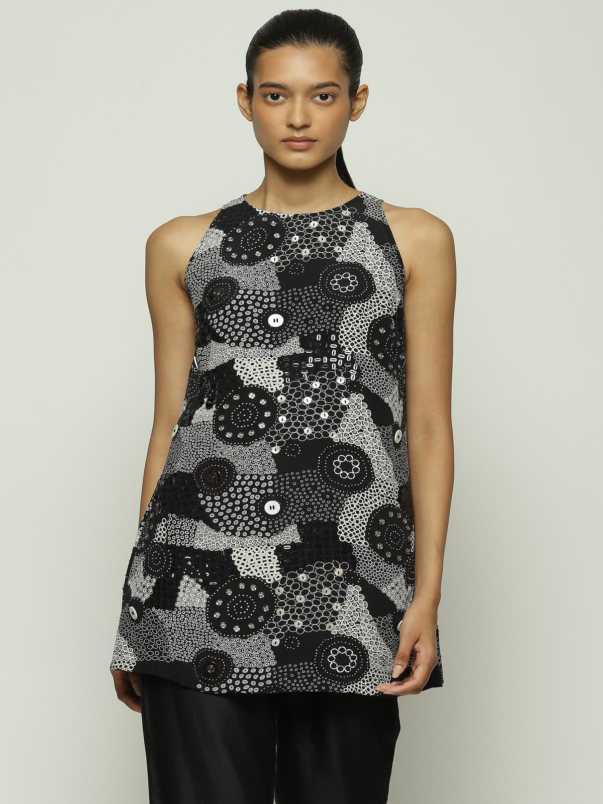 Multi Dots Black Dress
