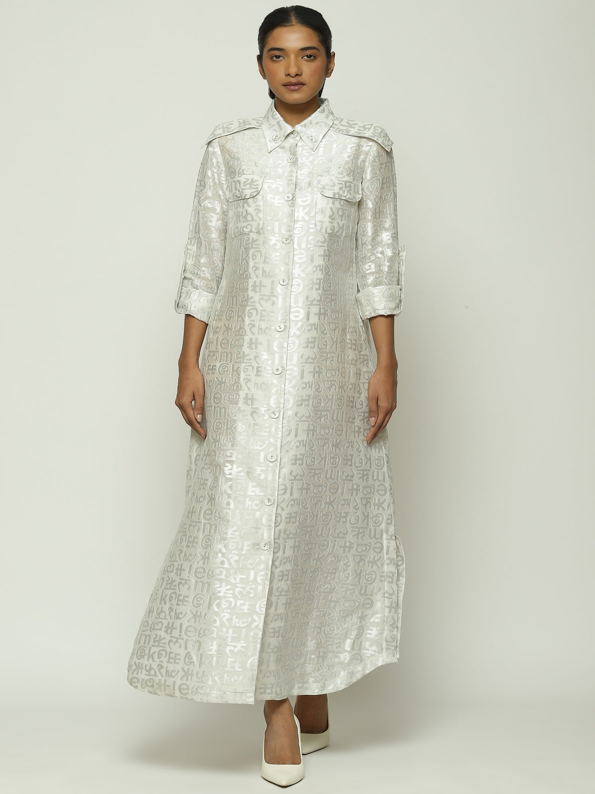 Calligraphy Cutwork Zari Shirt