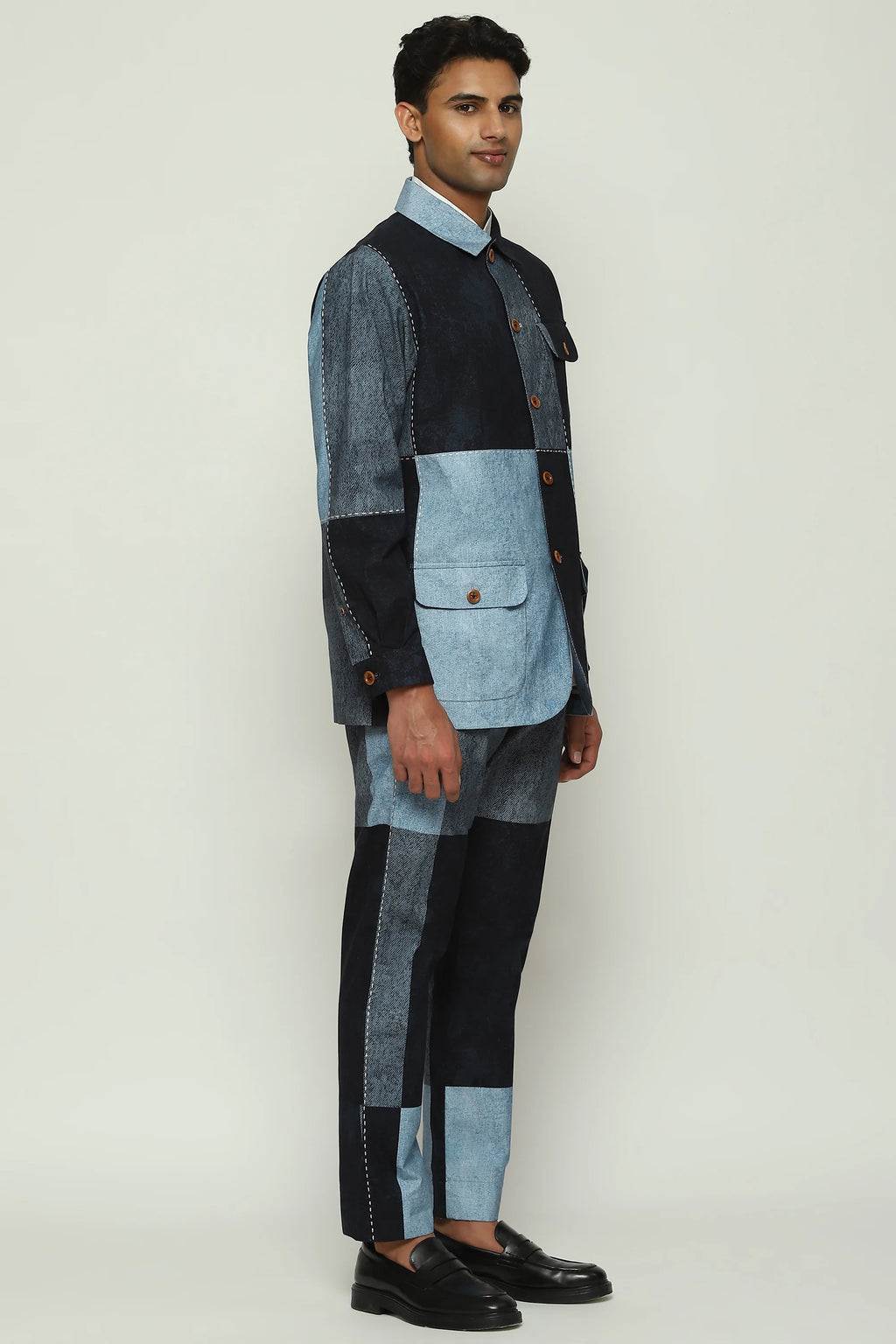 Denim Printed Patchwork Jacket