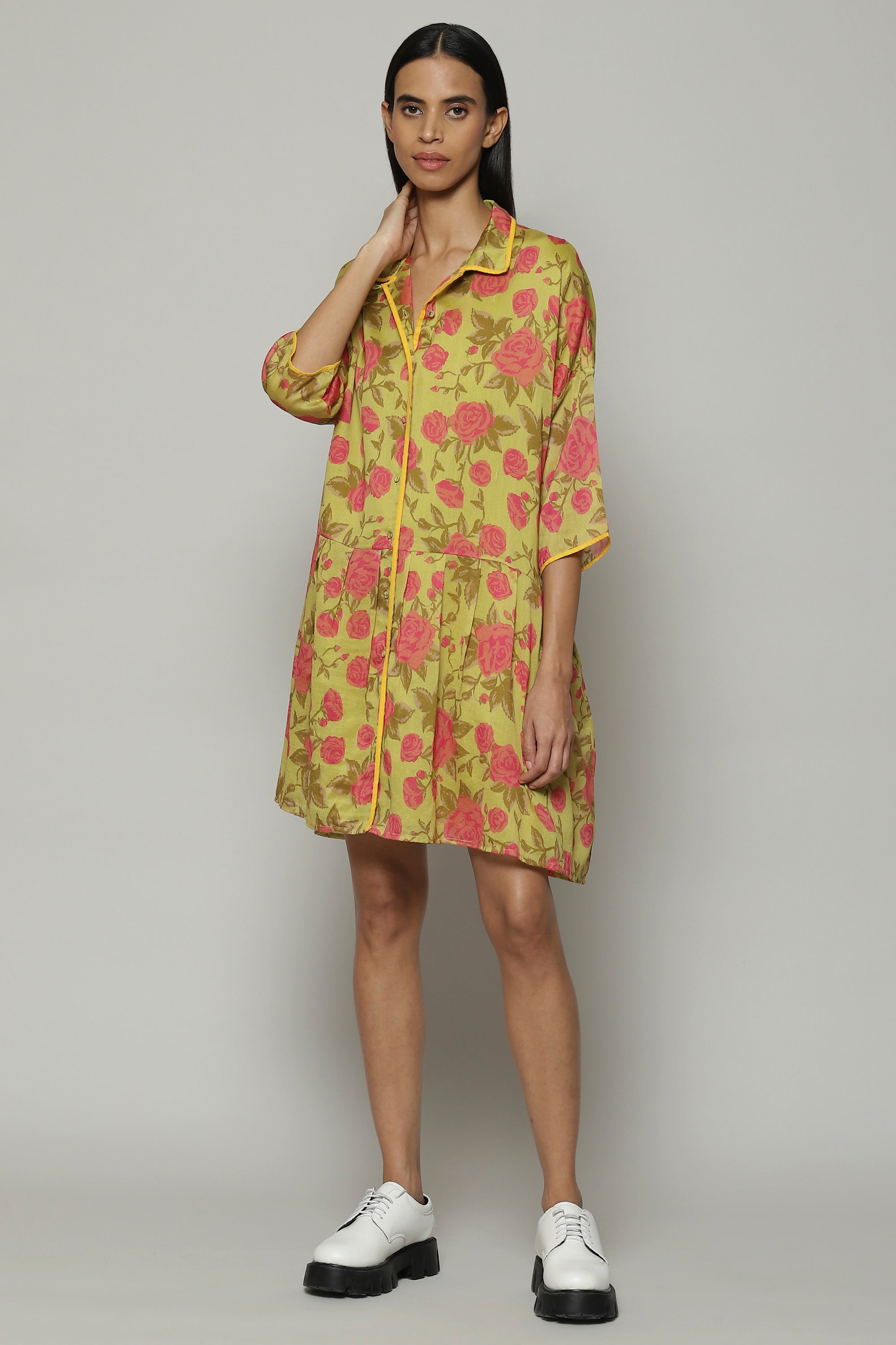 Kenzo Print Silk X Cotton Tunic Lime-Pink