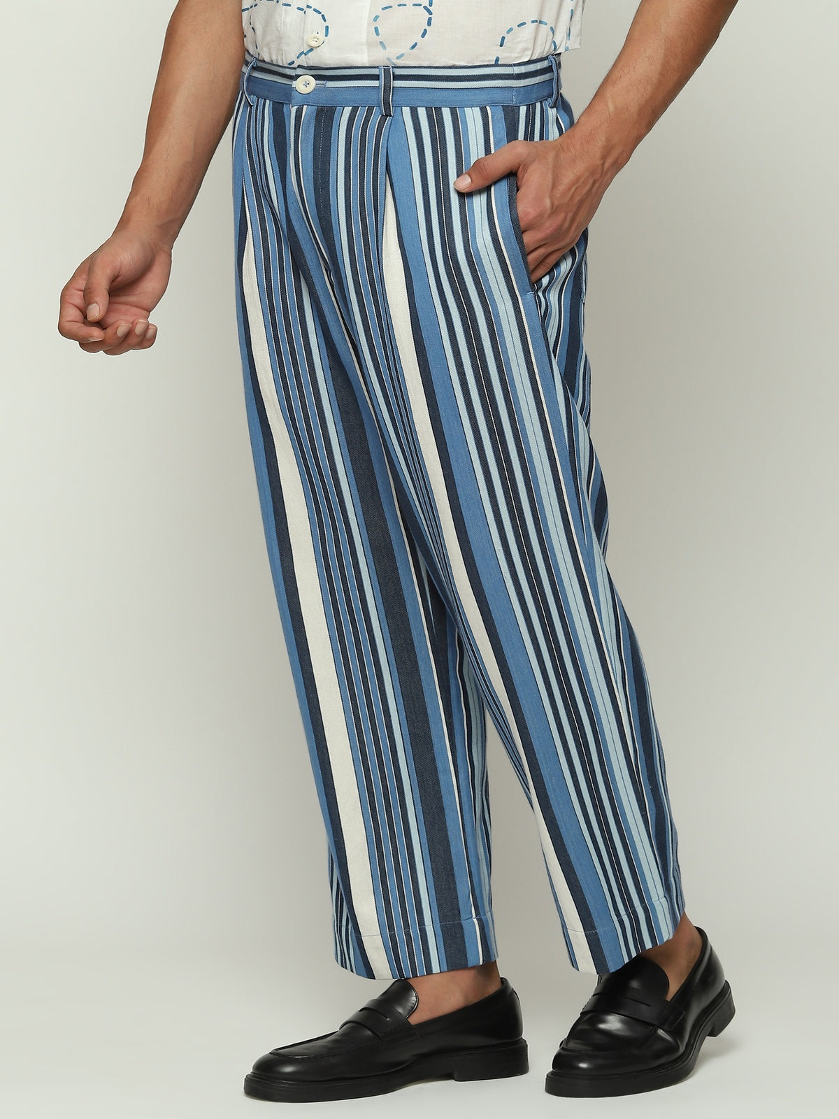 Woven Indigo Stripes Trouser
