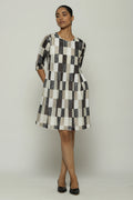 Print & Sequins Blocks (B/W) Dress