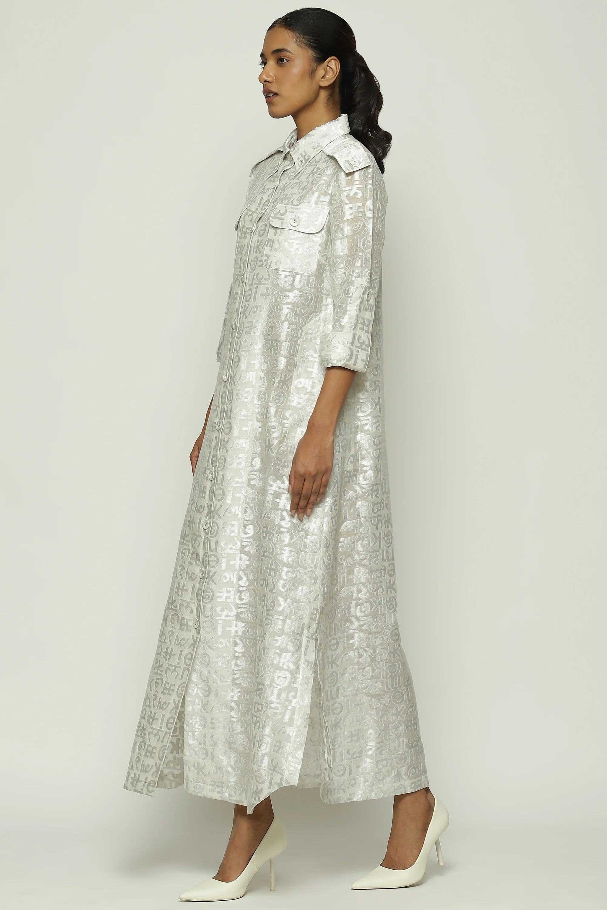 Calligraphy Cutwork Zari Shirt