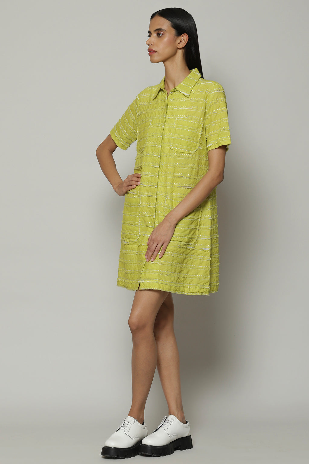 Applique Cutwork Cotton Shirt Citrus