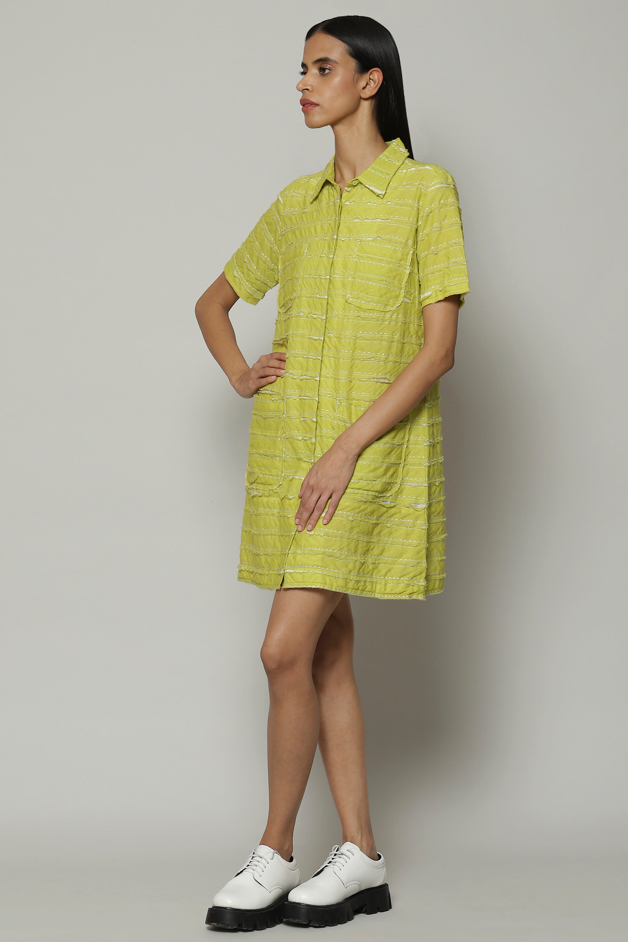 Applique Cutwork Cotton Shirt Citrus