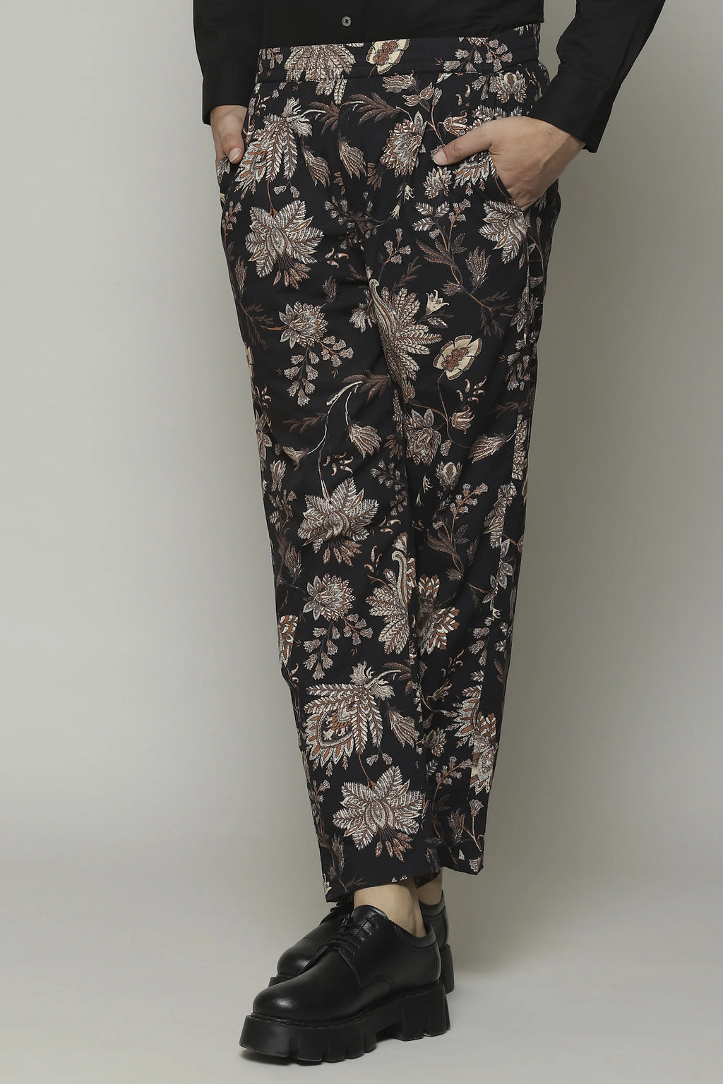 Chintz Print Cottonpoplin Trouser Black