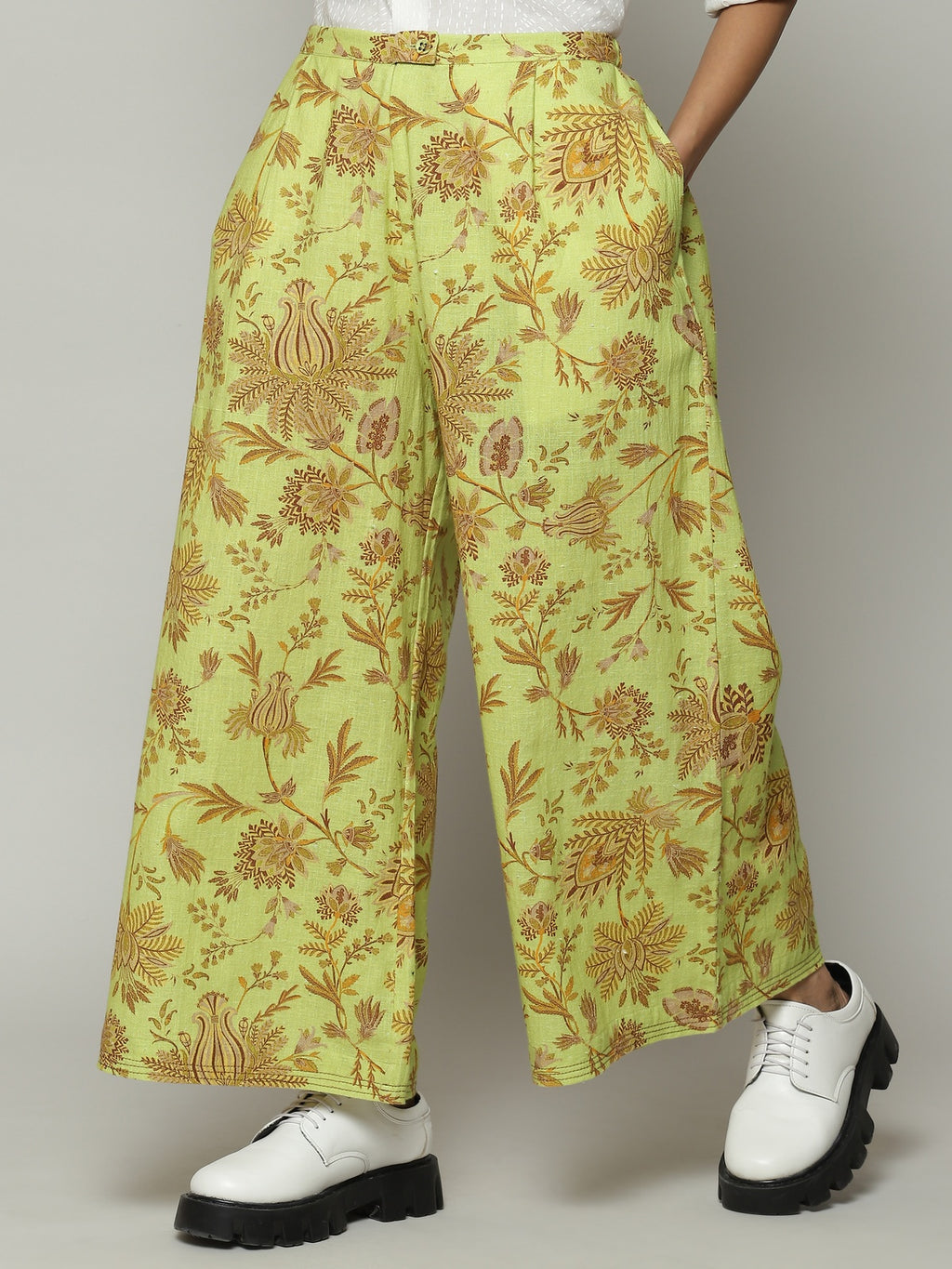 Chintz Print Handspun Handwoven Cotton Pant Citrus
