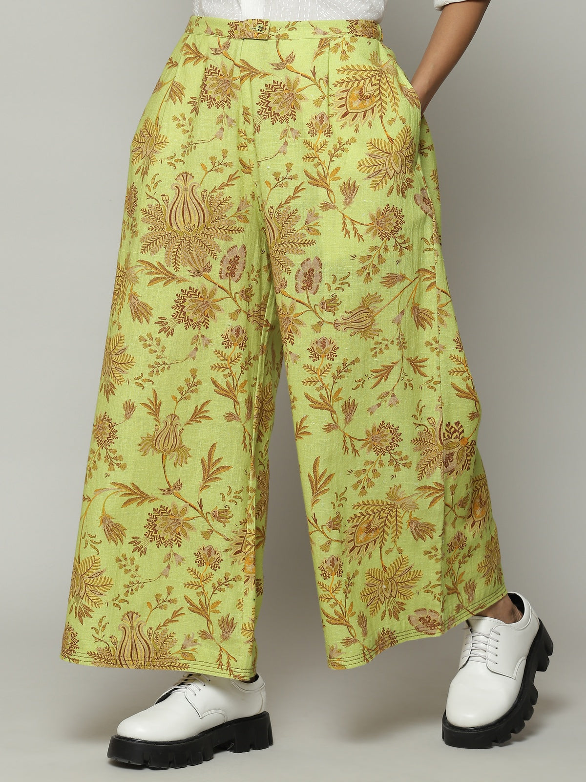 Chintz Print Handspun Handwoven Cotton Pant Citrus