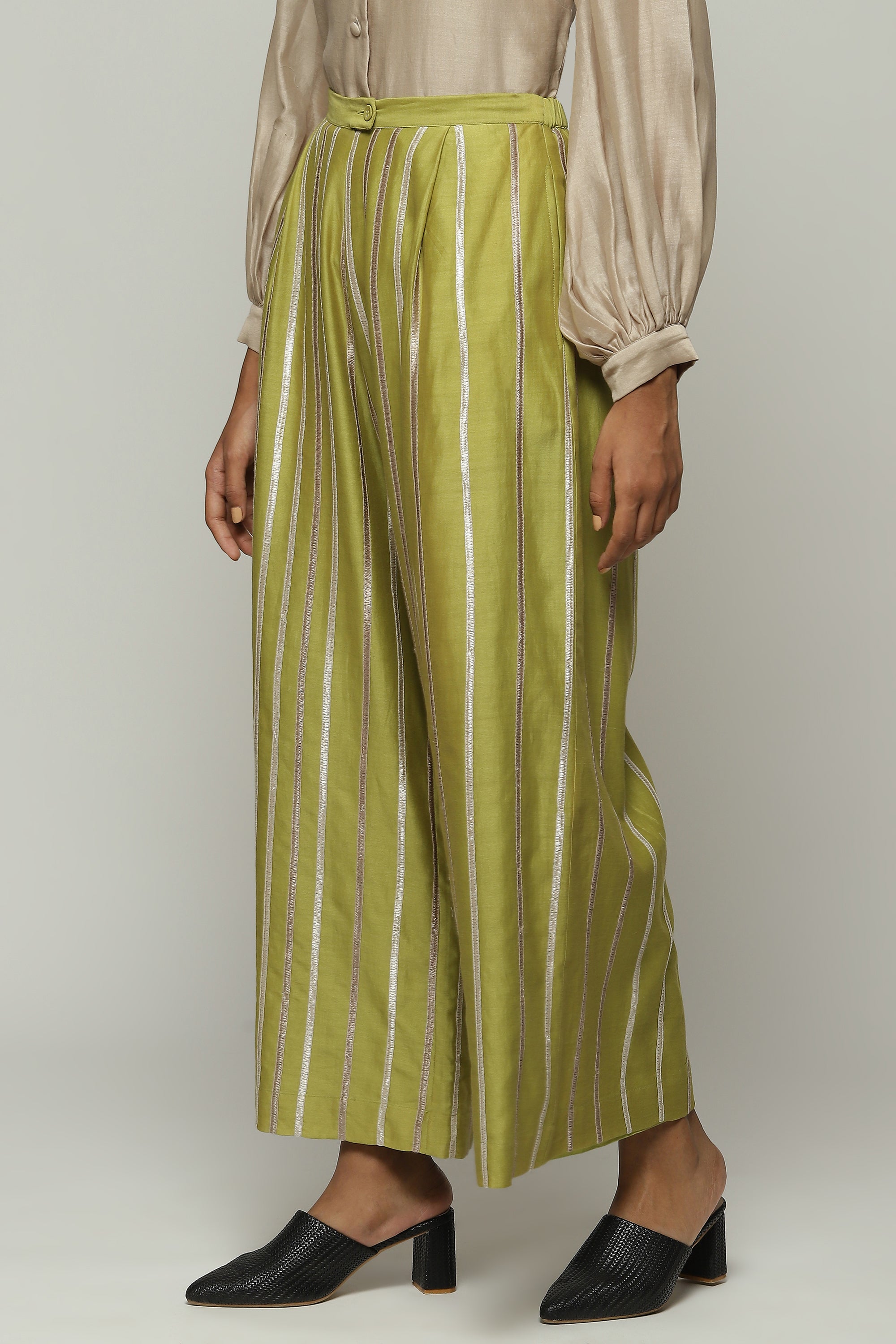 Tonal Lace Trim Trouser