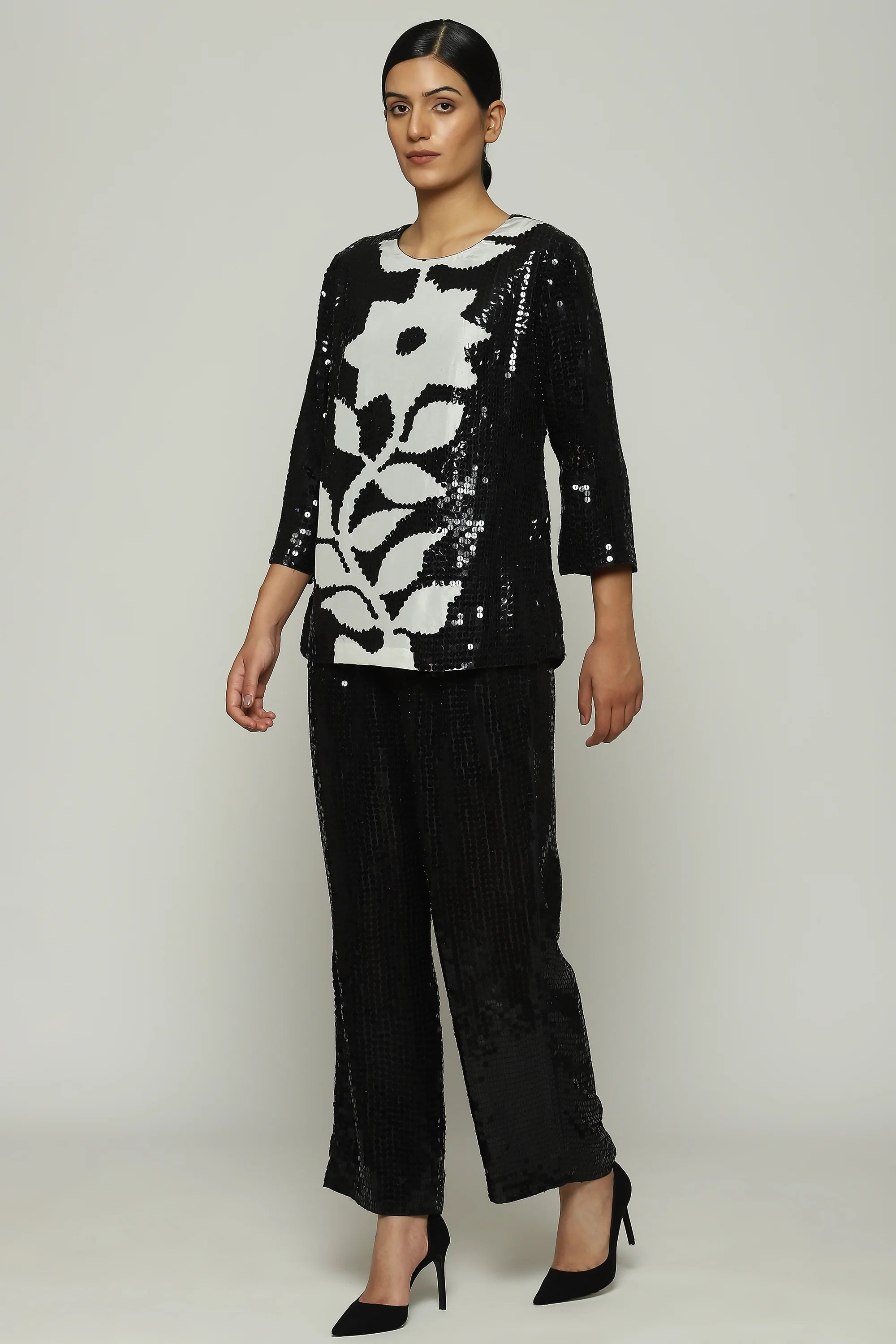 Print & Sequins  Floral Tunic