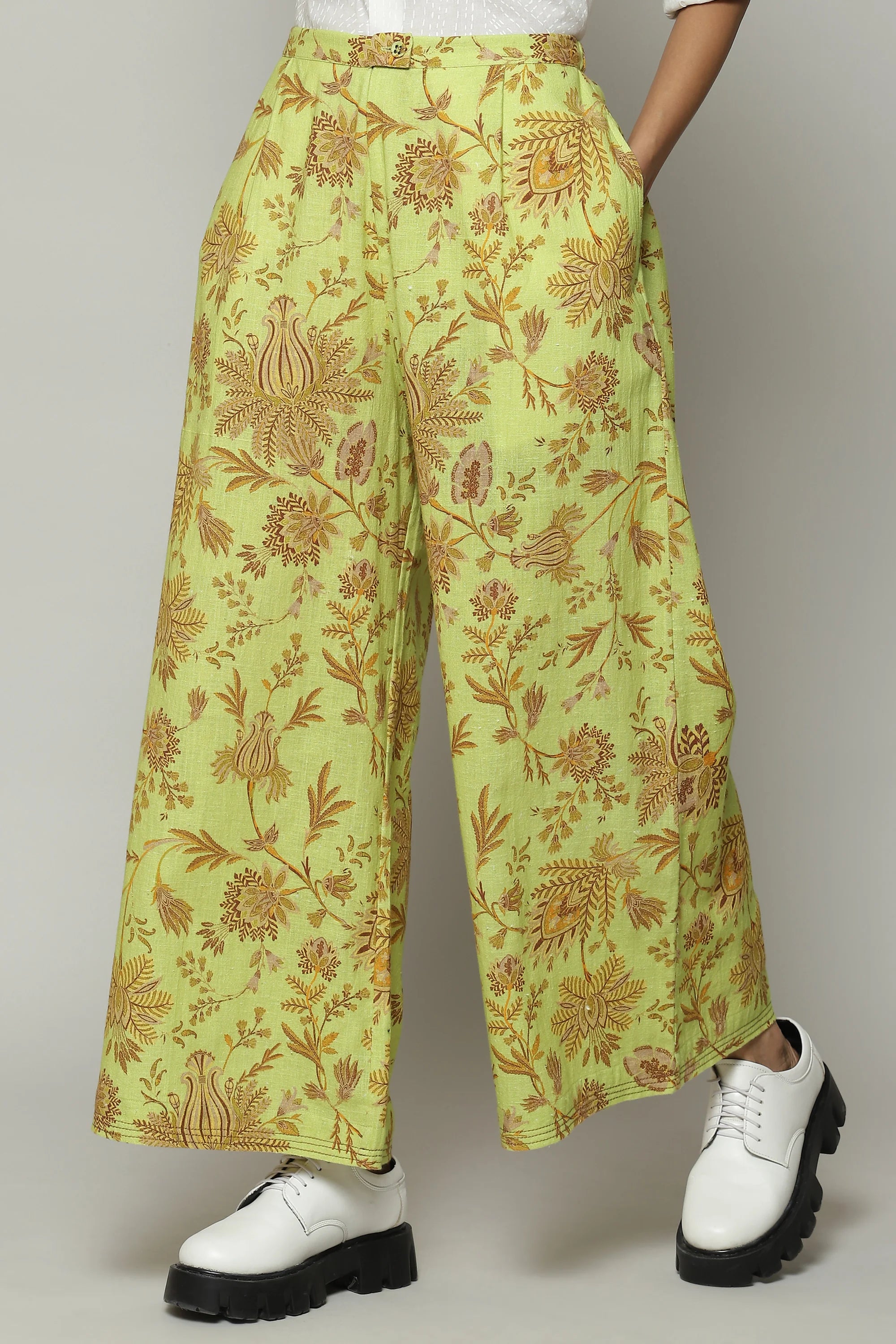 Chintz Print Handspun Handwoven Cotton Pant Citrus