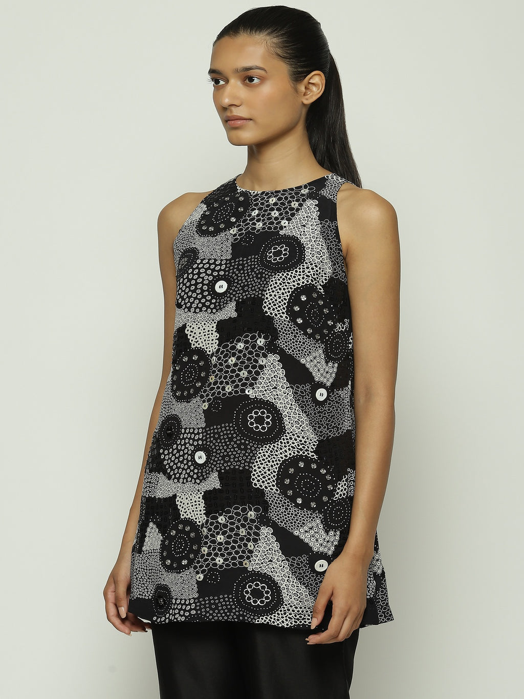 Multi Dots Black Dress