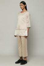 Maheshwar Border Silk X Cotton Tunic Parchment