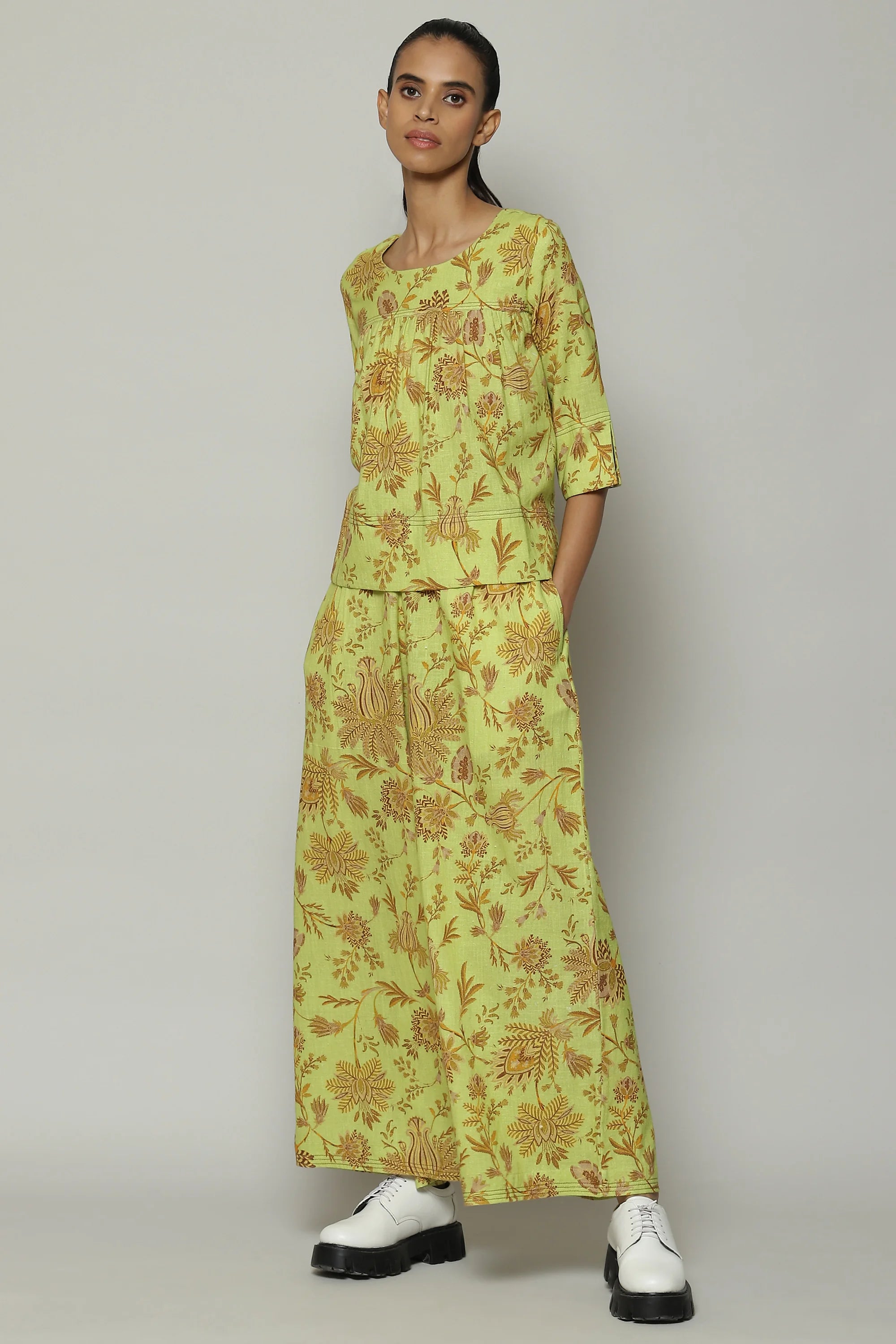 Chintz Print Handspun Handwoven Cotton Top Citrus