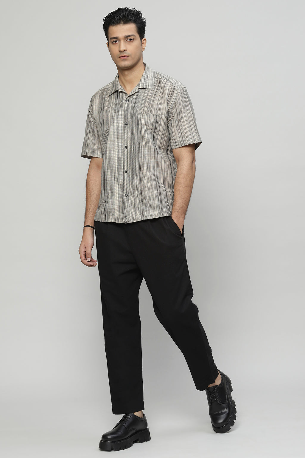 Space Dyed Handspun Handwoven Tencel Cotton Shirt