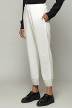 Mother Of Pearl Embroidered Cambric Pant Ivory