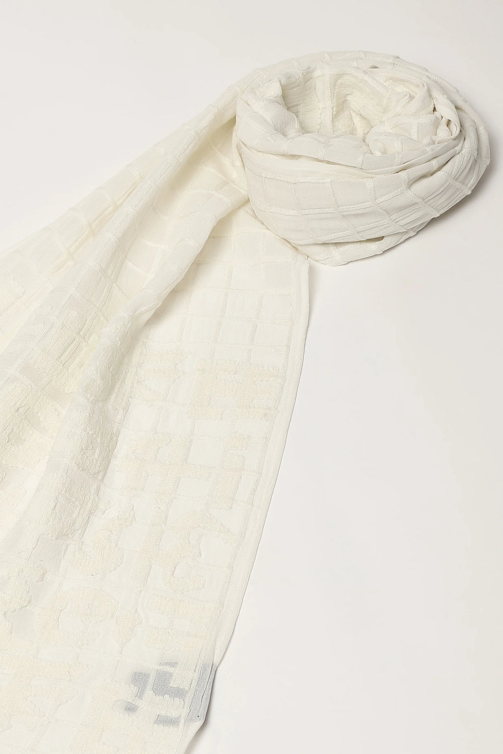 Tonal Crewel Embroidered Alphabets Scarf