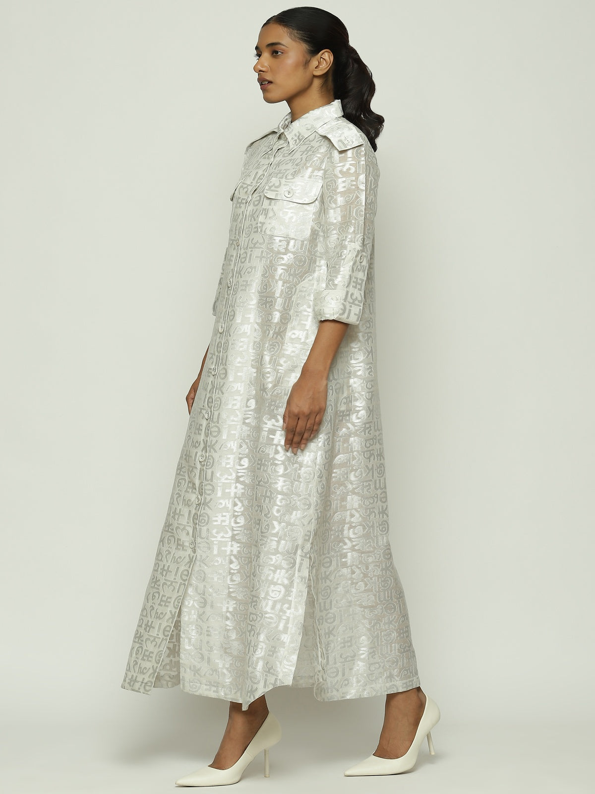 Calligraphy Cutwork Zari Shirt