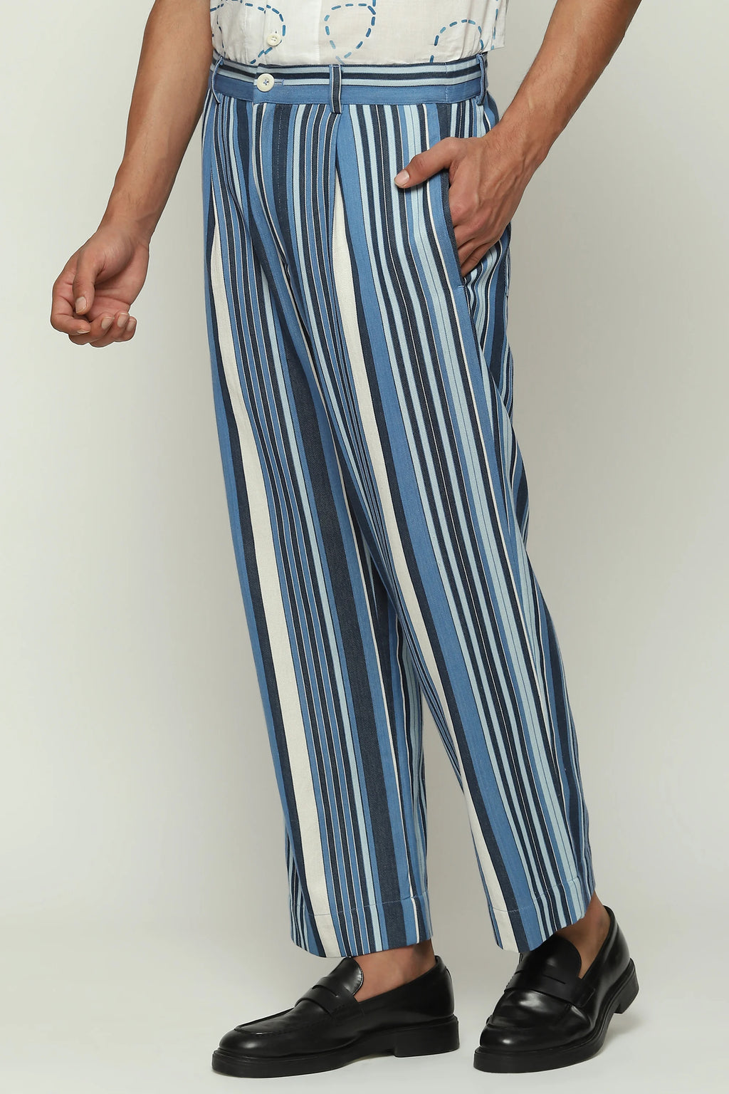 Woven Indigo Stripes Trouser