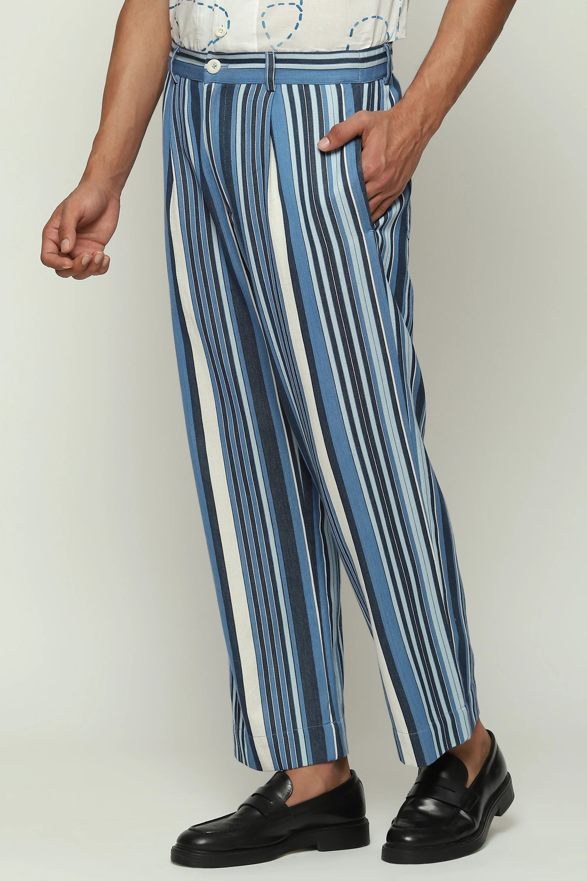 Woven Indigo Stripes Trouser